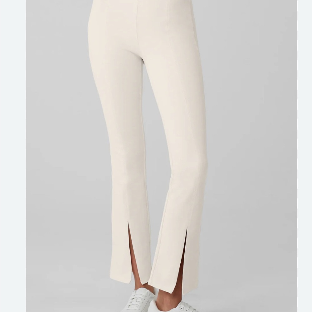 ALO Yoga Cream Boot Cut Flare Pants with Front Slits